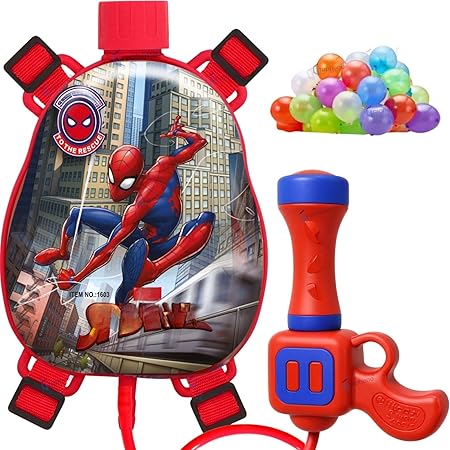 GRAPHENE Red Holi Pichkari Water Gun for Kids 500ml Back Holding Water Tank Pichkari High Pressure Long Throw 100 Water Balloons Water Spray Pistol Gun Summer Fun Boys Girls