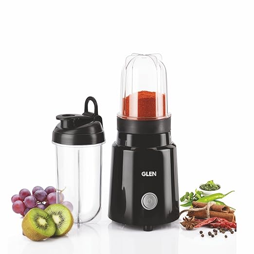 Glen Active Blender 350 Watt, 2 Unbreakable Jars with Sipper Cap, Stainless Steel Blades, Mixer Grinder Juicer, for Dry & Wet Grinding, Smoothie, Protein Shakes, Chutney (SA4048NSIP)
