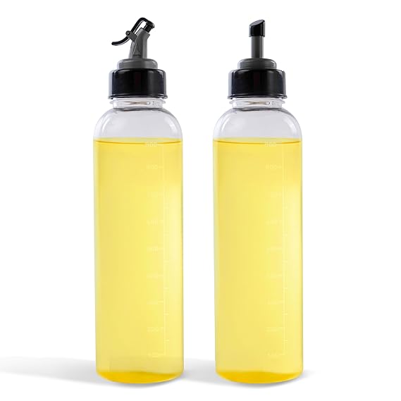 HomeWiz plastic Oil Dispenser 1 Litre | Pack of 2 | Transparent, Leak-Proof, BPA-Free Oil Container for Cooking Oils &amp; Vinegar | Kitchen accessories items for home | 2000ml |