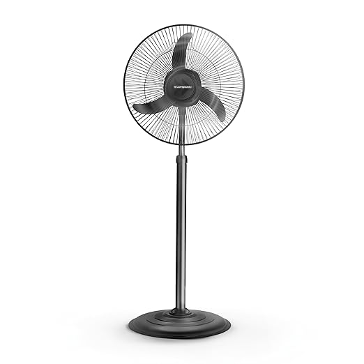 LONGWAY Speedy P1 400 mm/16 inch Ultra High Speed 3 Blade Anti-Dust Decorative Star Rated Pedestal Fan (Black, Pack of 1)