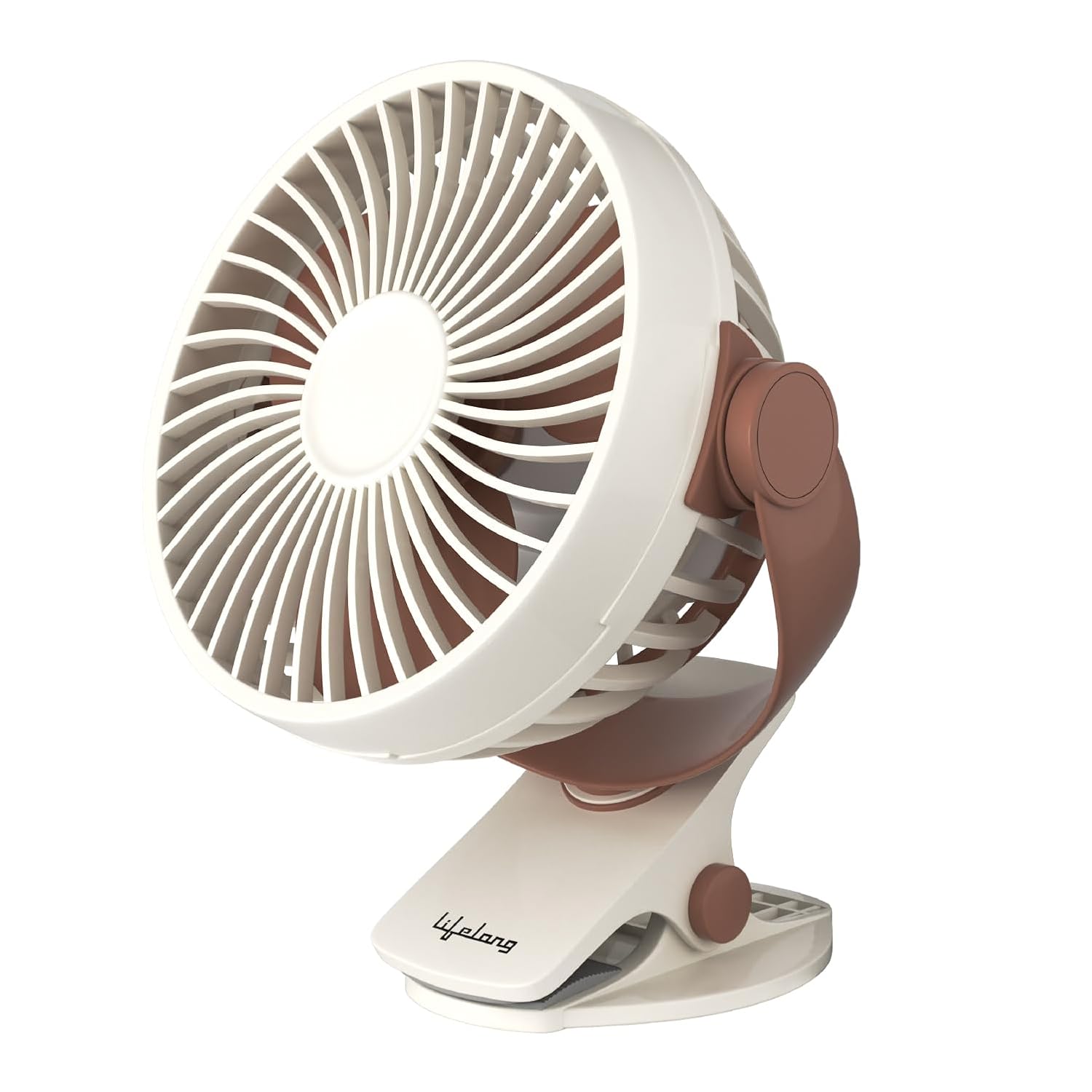 Lifelong Portable USB Fan with 3 Speeds | Up to 5-hours Battery Backup | Type-C Charging, 2000mAh Battery, Overcharge Protection, Silent Operation &amp; Compact Design (LLUSBCF03, Mocha Brown)