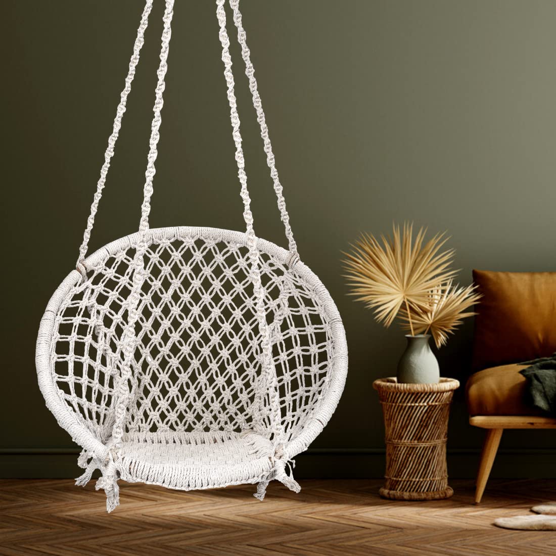 Patiofy Hammock Hanging Swing Chair || Swing for Adult &amp; Kids || Swing for Home Balcony Garden|| Jhoola for Living Room for Adults || Without Accessories Zula (Off-White, Cotton)