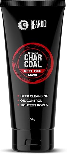 Beardo Activated Charcoal Peel Off Mask for Men, 50g | Charcoal Face Mask for Glowing Skin | Detoxing Facial Kit for Men | Peel Off Mask For Oily &amp; Dirt free skin