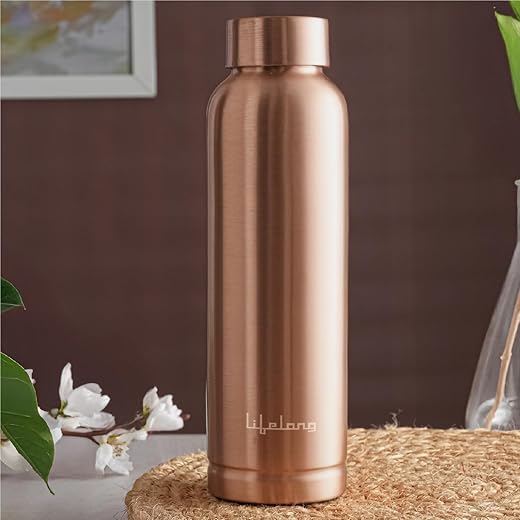 Lifelong 900 ml Copper Water Bottle | Natural alkaline water | Leakproof &amp; Lightweight Design Boosts Immunity | Anti-Bacterial, BPA Free, Odour-Free with Secure Cap for School, Travel, Gym &amp; Work