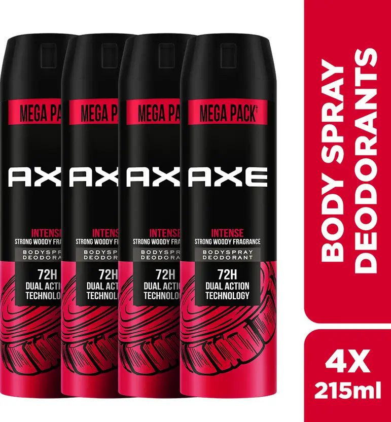 AXE Intense Body Spray - For Men (860 ml, Pack of 4)