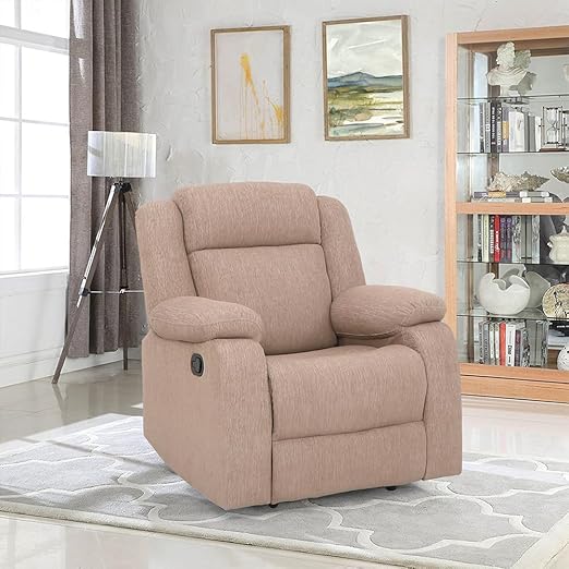 Duroflex Avalon - Single Seater Premium Fabric Recliner Sofa | 3 Recline Modes | Soft Cushioning | 3 Years Warranty | Durable Wooden Frame | Superior Back Support - Brown