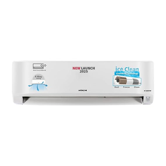 Hitachi 2 Ton 3 Star Xpandable+ Inverter Split AC (100% Copper, 4-Way Swing, ice Clean, Dust Filter, 3400SXL RAS.D322PCBIBS, White)