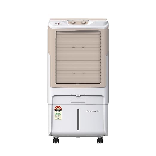 Kenstar Dominar HC 70 Desert Air Cooler|70L Tank|5-Star BEE Rated|5-Year Warranty on Pump & Motor|50 ft Air Throw|Honeycomb Cooling Pads|Ice Chamber|Water Level Indicator I 16-Inch Fan I White & beige
