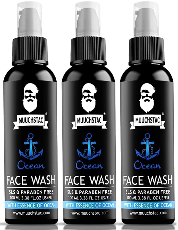 Muuchstac Ocean Face Wash for Men | Fight Acne & Pimples, Brighten Skin,(3x100 ml)