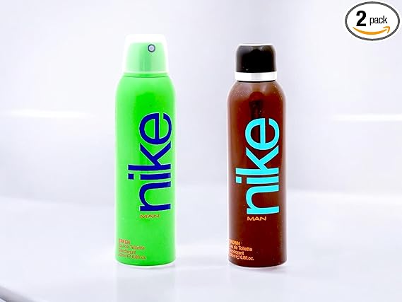 Nike Eau De Toilette Deodorant for Men - Combo pack of 2, Deos for Boys and Men, Sporty and Regular use deos (200ml*2) (Brown + Green)