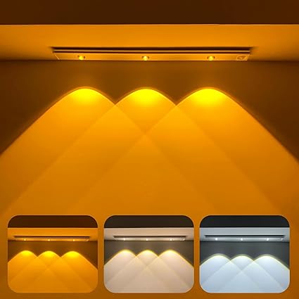 One94Store 40cm Motion Sensor Under Cabinet LED, 400mAh Battery, Dimmable USB Rechargeable Closet Lamp, Wireless Stick-On for Wardrobe, Kitchen, Stairs (Pack of 1) Yellow