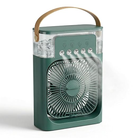 Portable Air Cooler Mini Cooling Fan with Mist Spray, 3-in-1 Air Cooler Humidifier Purifier, Adjustable Speeds Modes, Timer Function, LED Light, Easy Refill Water Tank