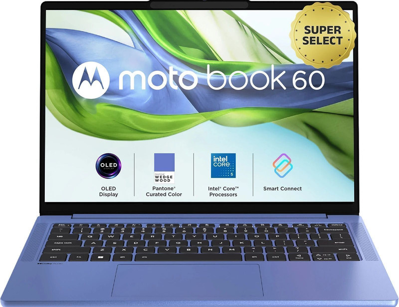 MOTOROLA Motobook 60 Full Metal OLED (i5 14th Gen) Intel Core 5 (Series 2) 210H - (16 GB/512 GB SSD 4IRH10R T(14 Inch, PANTONE Wedgewood, 1.4 Kg)