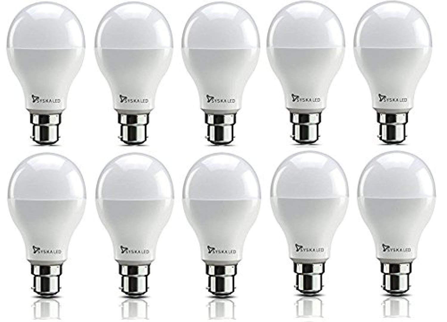 Syska SRL Base B22 9-Watt LED Bulb (Pack of 10, Cool White) Rs.700 – Amazon