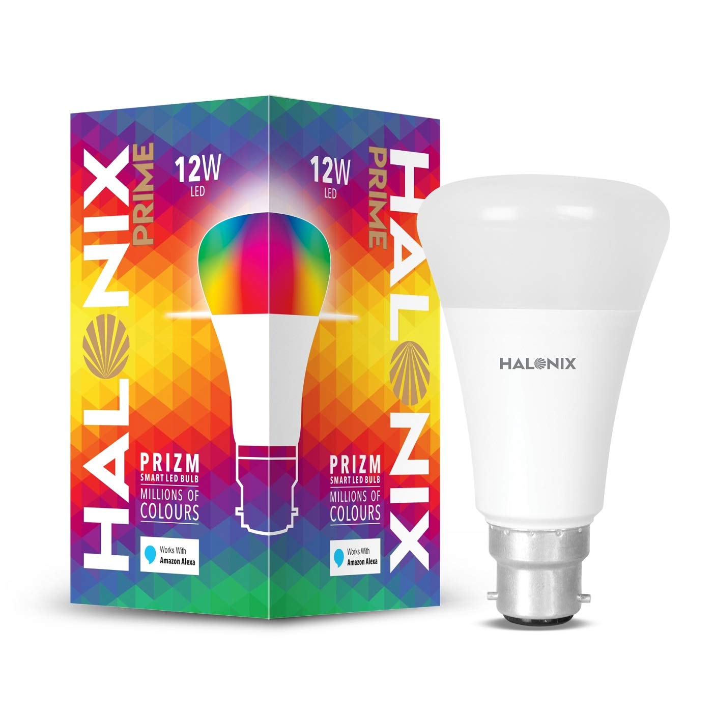 Halonix Prime Prizm Smart 12W Base E27 WiFi LED Bulb, Compatible with Amazon Alexa & Google Assistant
