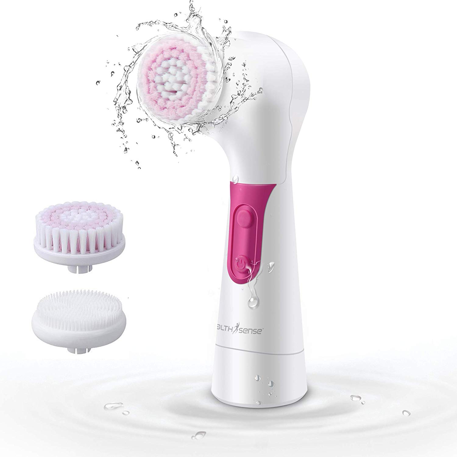 HealthSense Pure-Skin FB 09 Facial Cleansing Brush with 2 Brush Heads, Waterproof IPX7