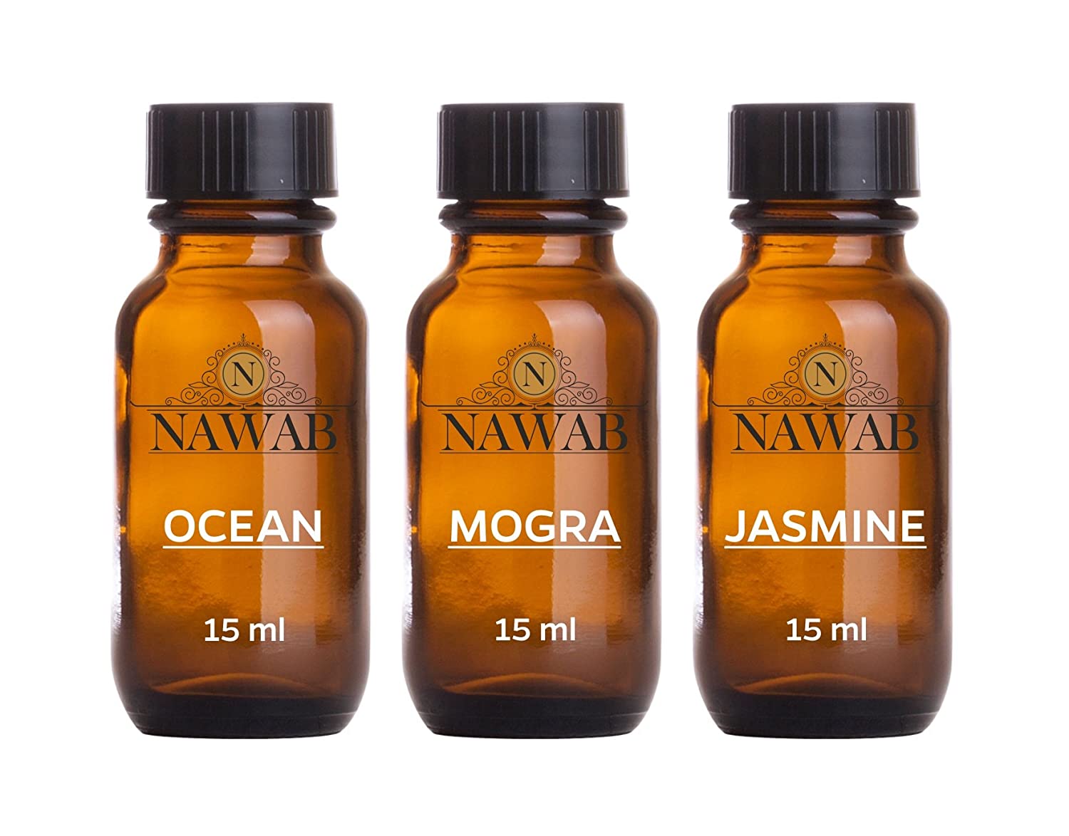 NAWAB Essential Aroma Diffuser Oil(Ocean,Mogra,Jasmine-15ml Each)