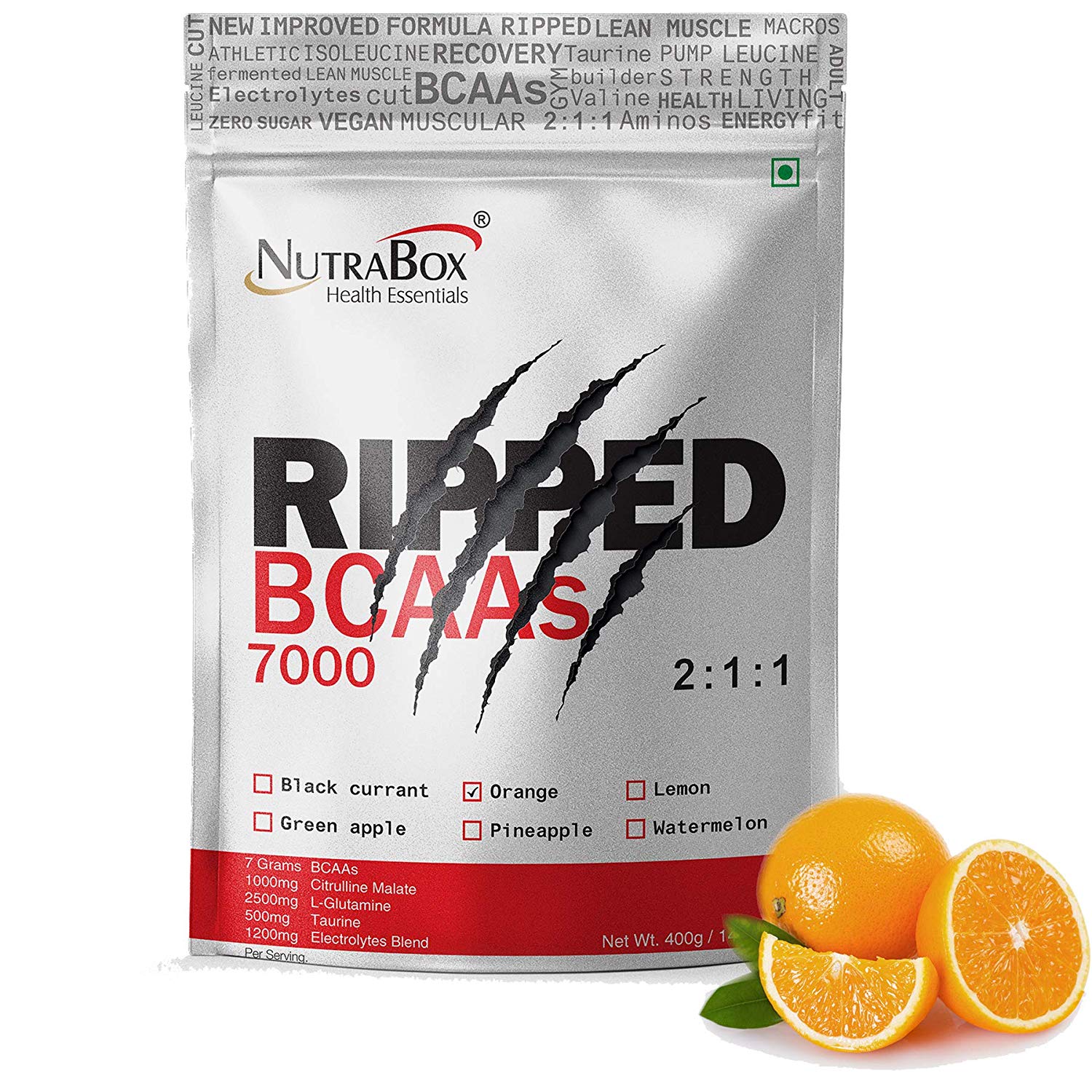 Nutrabox RIPPED Pure Fermented BCAA Body Building Supplement 66 Scoops, 400 G Pack
