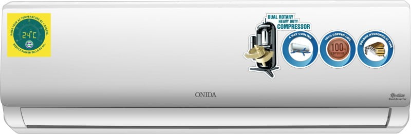 Onida 1.5 Ton 3 Star Split Dual Inverter AC – White (IR183RHO, Copper Condenser)