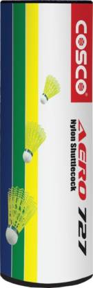 27 Plastic Shuttle – White, Yellow (Medium, 77, Pack of 6) Share Cosco Aero-727 Plastic Shuttle – White, Yellow (Medium, 77, Pack of 6) Rs.205