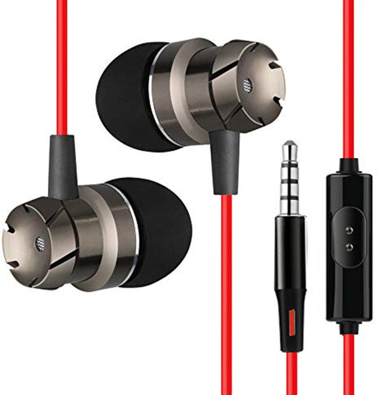 PTron HBE6 Wired Headset with Mic(Red & Black, In the Ear)