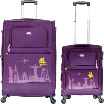 Salsa 55 & 75 CM Wine Trolley Suitcase Set for Travel Expandable Check-in Luggage – 75 cm (Purple)