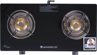 Wonderchef Ruby Black 2 Burner Glass Glass Manual Gas Stove (2 Burners)