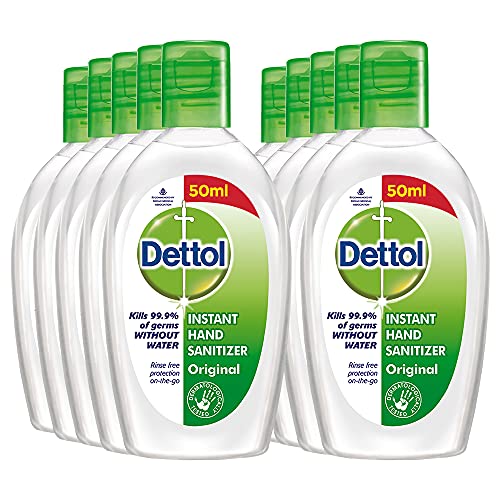 Dettol Original Germ Protection Alcohol based Hand Sanitizer, 50ml, Pack of 10