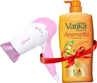 Dabur Vatika Ayurvedic Shampoo -1L with Vega Hair Dryer(1 L)
