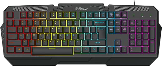 Ant Value GK1001 Wired Membrane Gaming Keyboard with Backlit 7-Color Rainbow