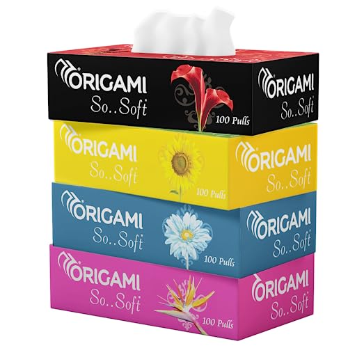 Origami 2 Ply Facial Tissue Box | Car Tissue – Pack of 4