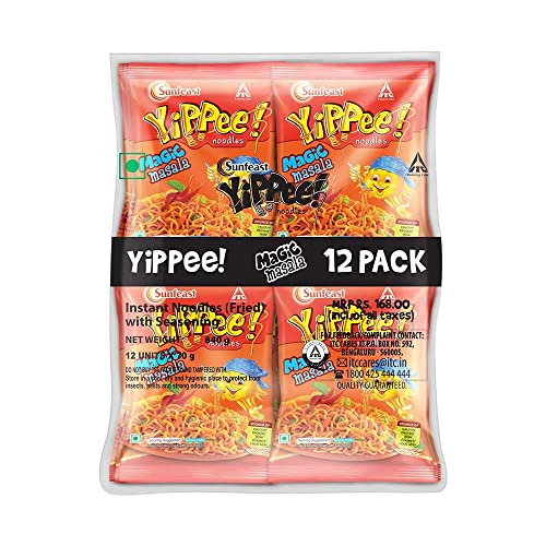 Sunfeast YiPPee! Magic Masala, Instant Noodles 720g/810g/840g (Pack of 12)