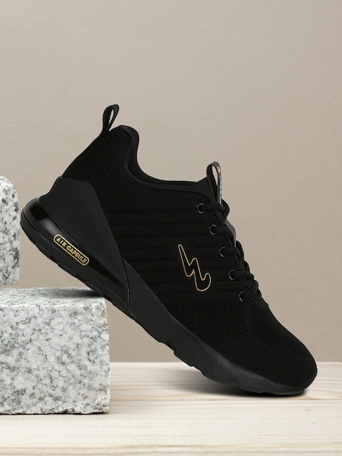 Campus Men Black Mesh Running Shoes