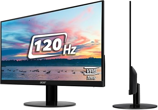 Acer SA240Y G 23.8 Inch Full HD IPS Ultra-Slim (6.6mm) Backlight LED LCD Monitor I Fast 120Hz Refresh Rate I 1 MS VRB I AMD Free Sync I 1xHDMI 1xVGA I Stereo Speakers I Eye Care I Eco Friendly I Black