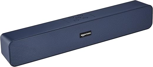 amazon basics Bluetooth Speaker 5.3 Soundbar with 16W RMS, 2000mAh Battery, Upto 19 Hrs Playtime Aux/USB Port (Blue)