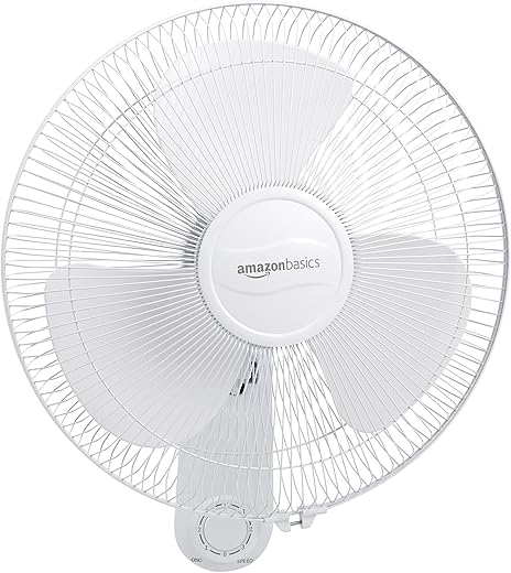 AmazonBasics High Speed 55 Watt Wall Fan for Cooling with Automatic Oscillation (400 MM), White