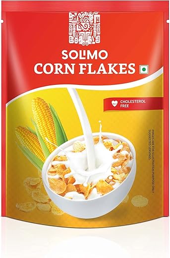 Amazon Brand - Solimo Corn Flakes 875g | Contains 91.5% of Corn | Crispy and Light | Made of Whole Grains | Classic Breakfast Favorite | | No Added Preservatives