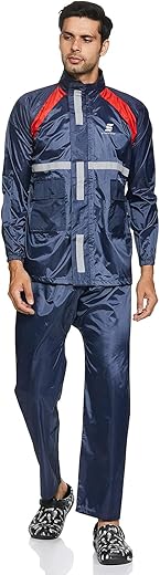 Amazon Brand - Symactive Polyester Water Resistant Rain Coat with Pant (Blue, XX-Large)