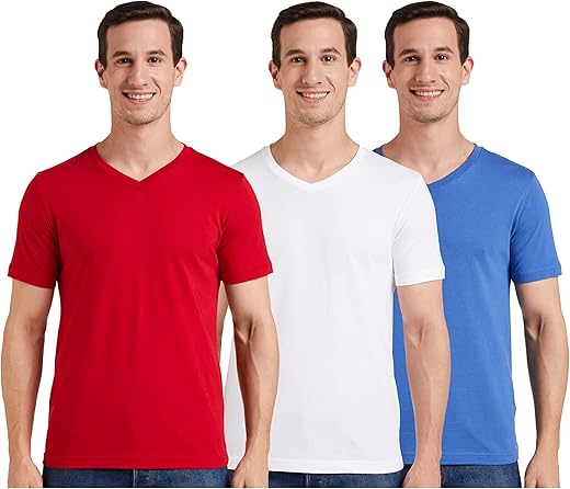 Amazon Brand - Symbol Men's Solid Cotton T Shirt | Plain | V Neck | Half Sleeve - Regular Fit | Combo Pack of 3 (Available in Plus Size)