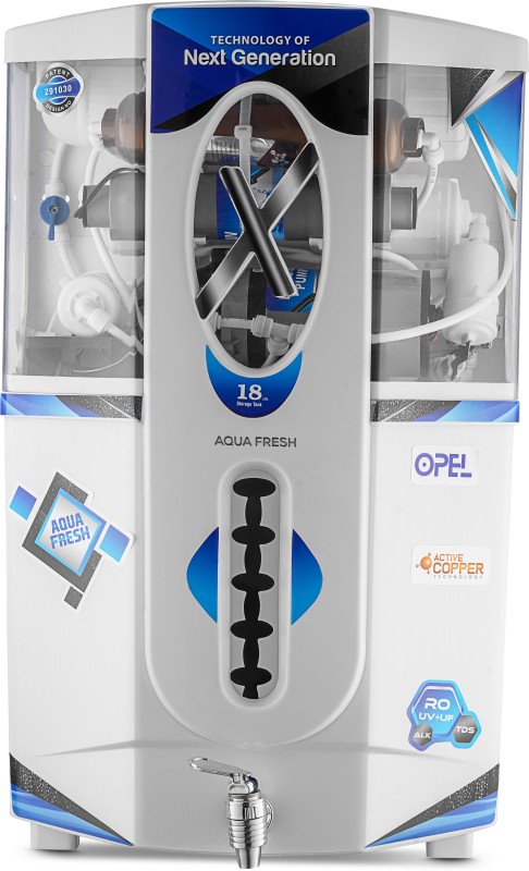 Aqua Fresh Opel copper 18 ltr+copper filter 18 L RO + UV + UF + Copper + TDS Control Water Purifier with Prefilter(White)