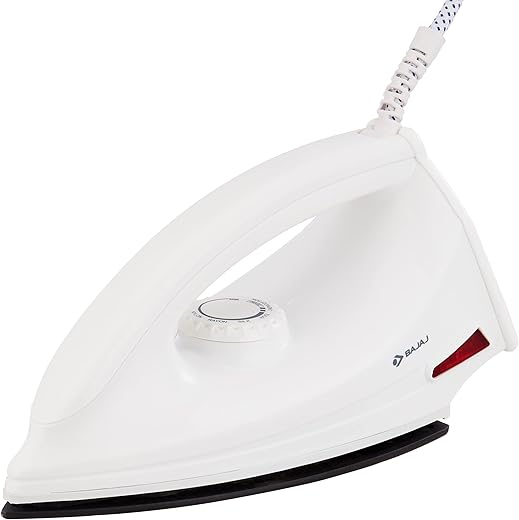 Bajaj DX-6 1000W Dry Iron with Advance Soleplate and Anti-bacterial German Coating Technology, White