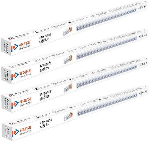 Bajaj Ivora 20W Led Tubelight | 2000 Lm Led Tubelight | Round Led Batten (White, Pack Of 4) | Rechargeable | 3.5 Kv Surge Protection | High Led Enhance | 1 Year Warranty