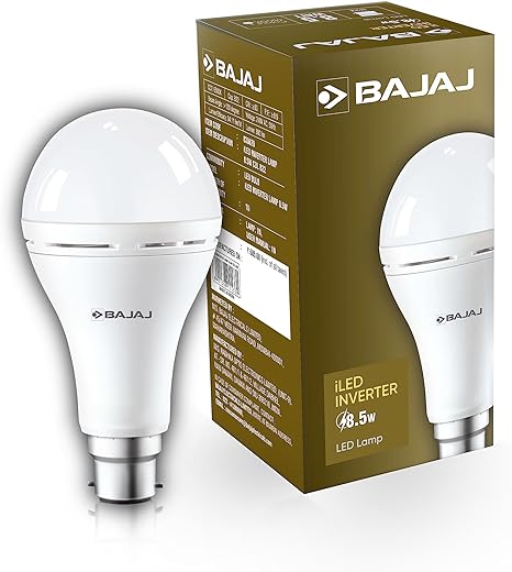 Bajaj LEDZ 8.5W Rechargeable Emergency Inverter LED Bulb, Cool Day Light, White, Upto 4 Hours Battery