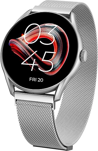 beatXP Vega 1.43" (3.6 cm) Super AMOLED Display, One-Tap Bluetooth Calling Smart Watch, 466 * 466px, 1000 Nits Brightness, Always On Display, 24/7 Health Monitoring, IP68 (Silver Metal Magnetic)