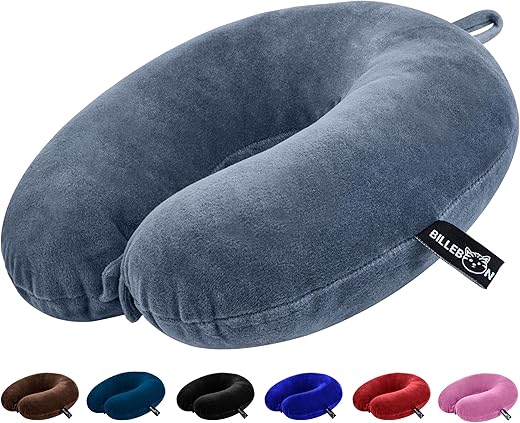 Billebon Premium Neck Pillow for Travelling Airplane Travel Pillow Comfortable Head Rest Neck Holder Pillow with 30 Years Warranty (Grey)
