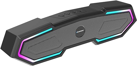 Blaupunkt Newly Launched SBA15 Gaming 16W Bluetooth Soundbar with 1200 mAh Battery I Gaming RGB Lights I TurboVolt Charging I AUX, Bluetooth, USB & TWS I BT Speaker for TV, Mobile, PC, Laptops(Black)