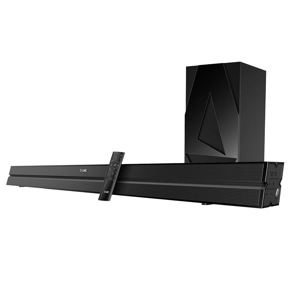 boAt AAVANTE Bar 2050 160W 2.1 Channel Bluetooth Soundbar Signature Sound, Wireless Subwoofer, Multiple Connectivity Modes, Entertainment Modes(Premium Black)