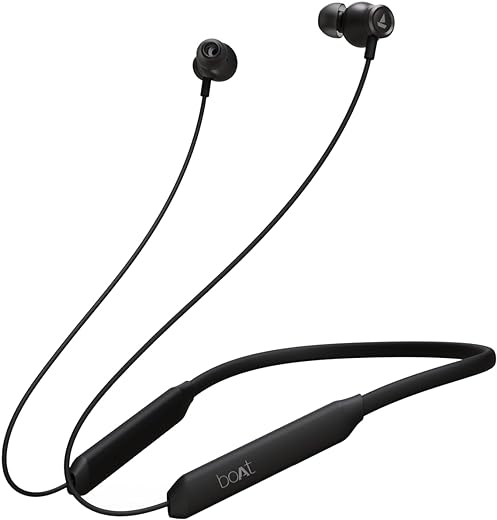 boAt Rockerz 205 Pro in Ear Bluetooth Neckband with Mic, Beast Mode(Low Latency Upto 65ms), ENx Tech for Clear Voice Calls,30 Hours Playtime, ASAP Charge,10mm Drivers,Dual Pairing & IPX5(Active Black)