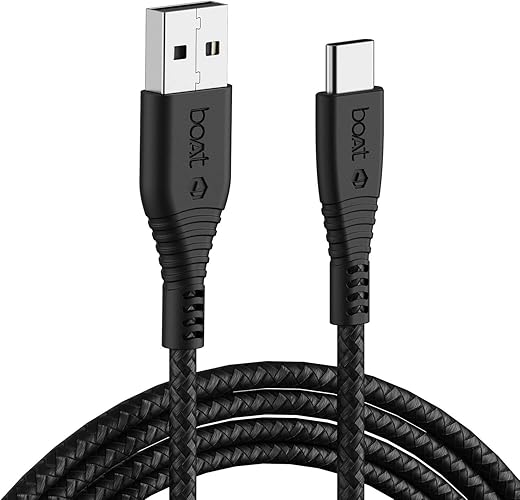 boAt Type C A325/A320 Tangle-free, Sturdy Type C Cable with 3A Rapid Charging & 480mbps Data Transmission(Black)