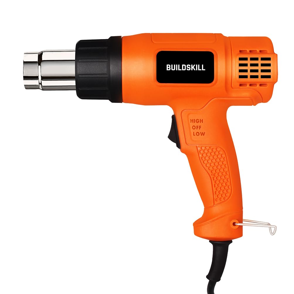 Buildskill Heat Gun, Durable Air Gun, Heat Blower, 1800W, Heat Gun Machine with Ergonomic Design, Quick Heating, Ideal Hot Gun Machine for Home & Office, Heat Gun for Resin Art, Orange (Pack of 1)